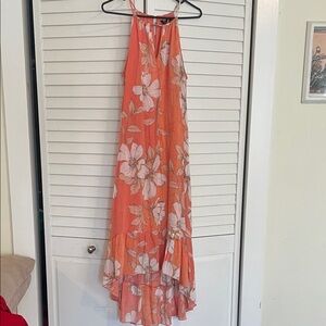 Floral High Low Dress in Orange